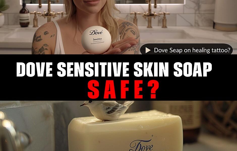 Is it safe to use Dove Sensitive Skin soap on a healing tattoo?