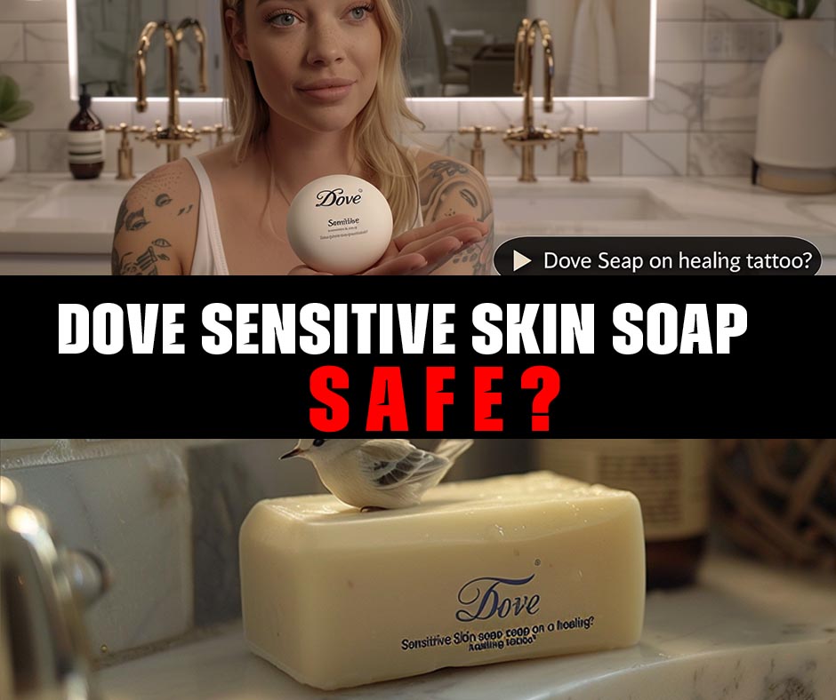 Is it safe to use Dove Sensitive Skin soap on a healing tattoo?