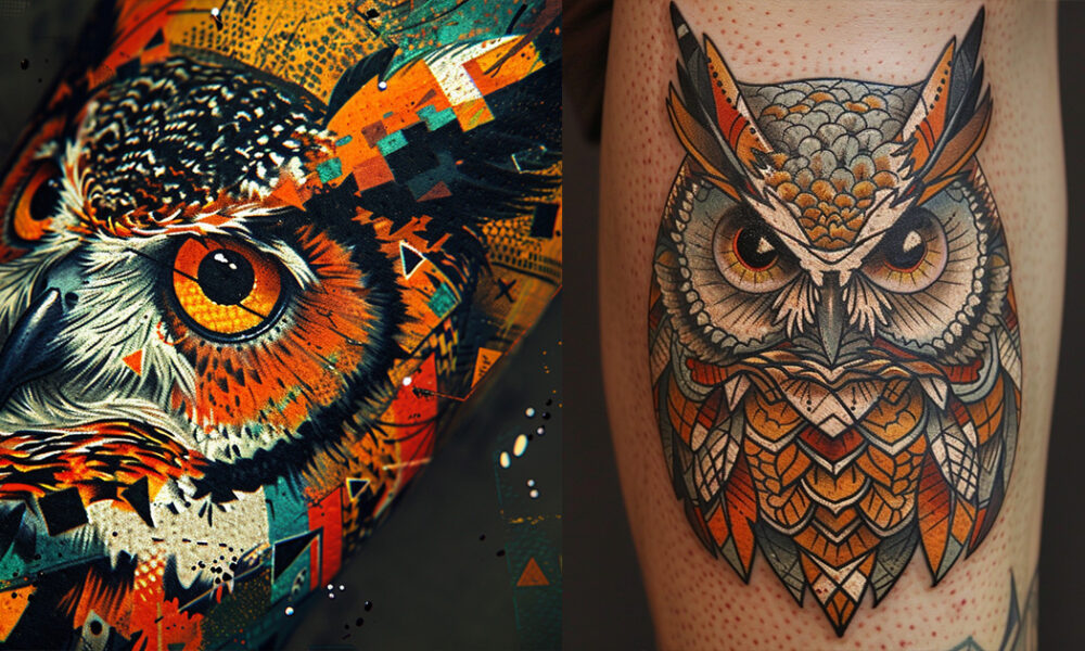 Abstract and Geometric Owl Tattoos