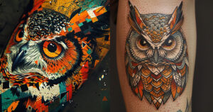 Abstract and Geometric Owl Tattoos 