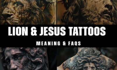 lion and Jesus tattoos