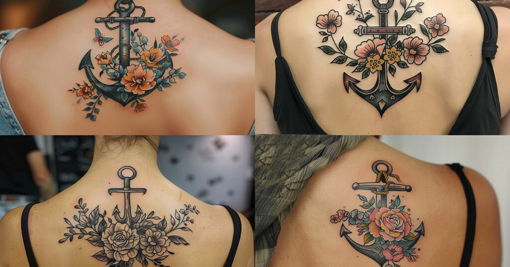 Floral Anchor Tattoo